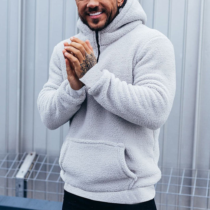 Men's cozy fleece hoodie with modern cut and practical pockets Lisslune