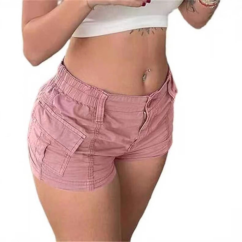 Women's comfortable cargo shorts with elastic waistband and practical pockets Lisslune