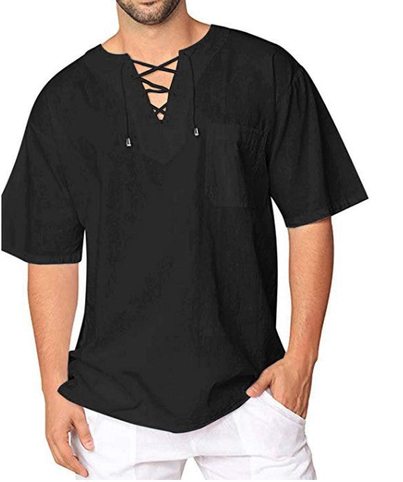 Men's lightweight top with modern lacing design and practical chest pocket Lisslune