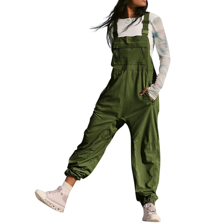 Women's Casual Jumpsuit with Practical Pockets and Elastic Hem Lisslune