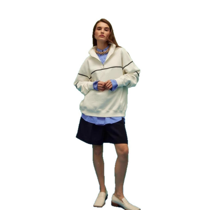 Women's oversized sweatshirt with zipper and decorative stripes Lisslune