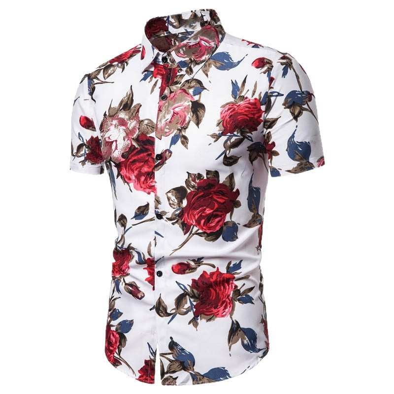 Men's short sleeve shirt with floral print and exclusive design Lisslune
