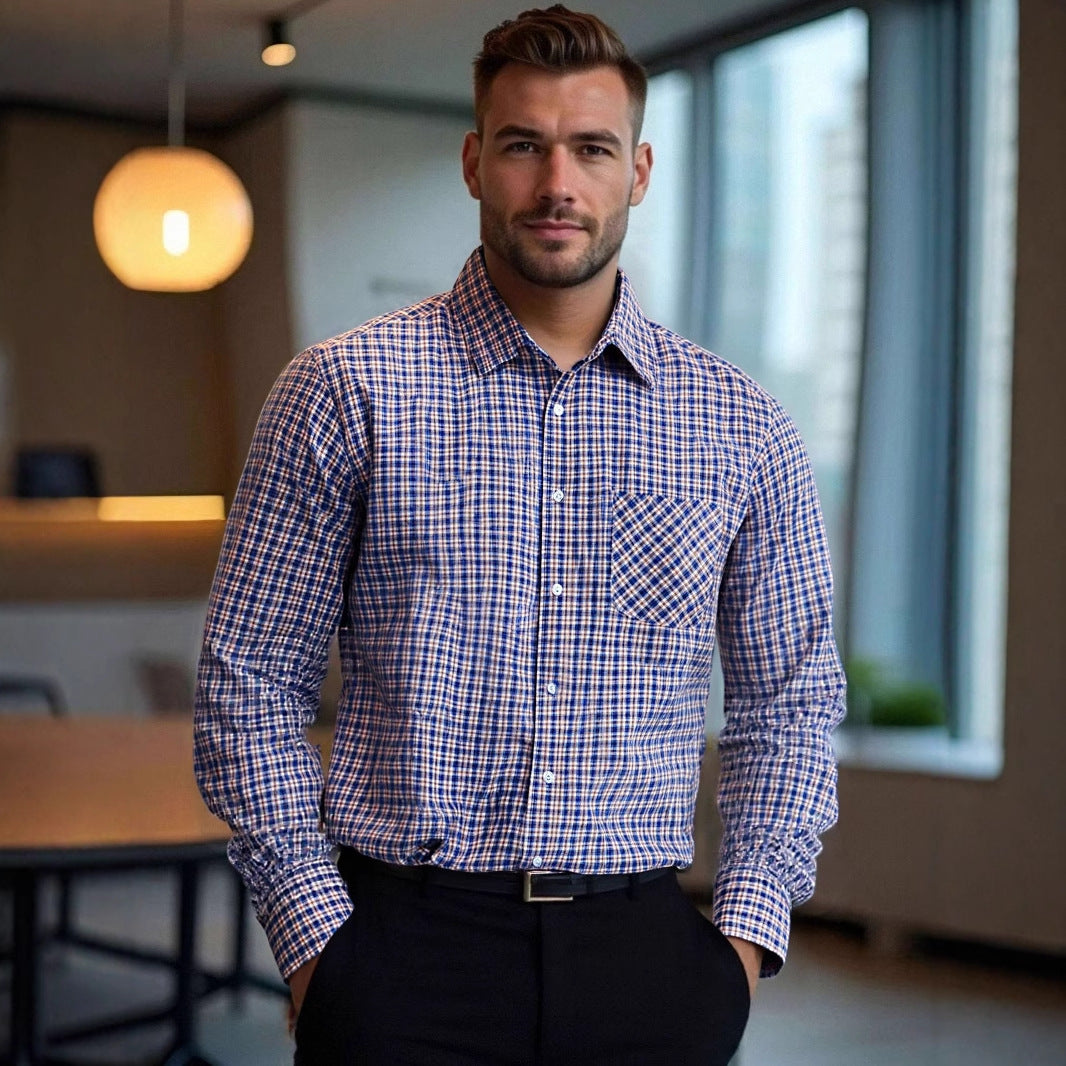 Men's checked business shirt in slim fit cut Lisslune