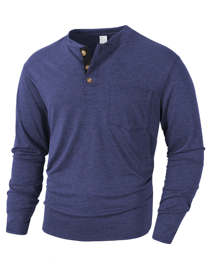Men's long-sleeve shirt with button placket and practical chest pocket Lisslune