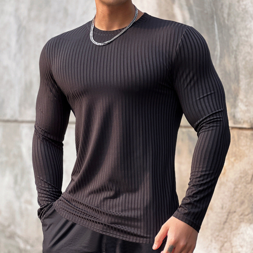 Men's long-sleeve shirt with textured ribbed pattern and sporty fit Lisslune