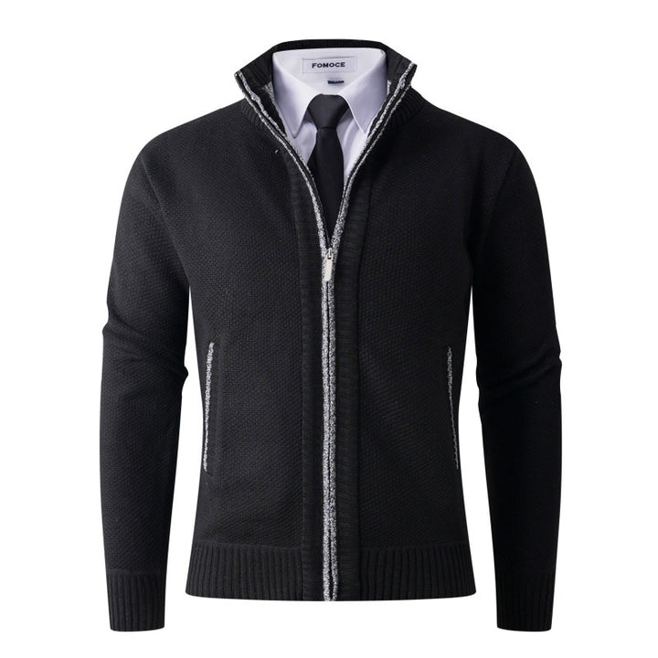 Men's stylish cardigan with high collar and practical pockets Lisslune