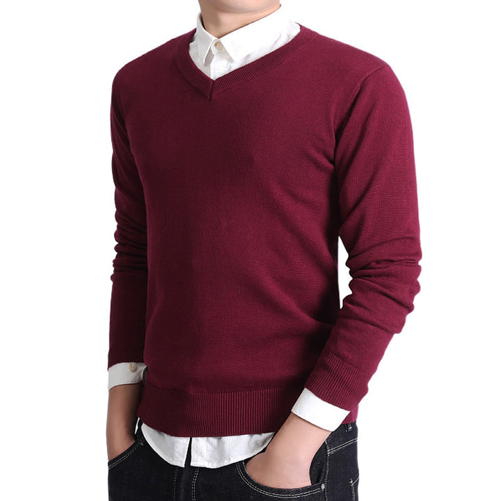 Men's fashionable V-neck sweater made of soft cotton Lisslune