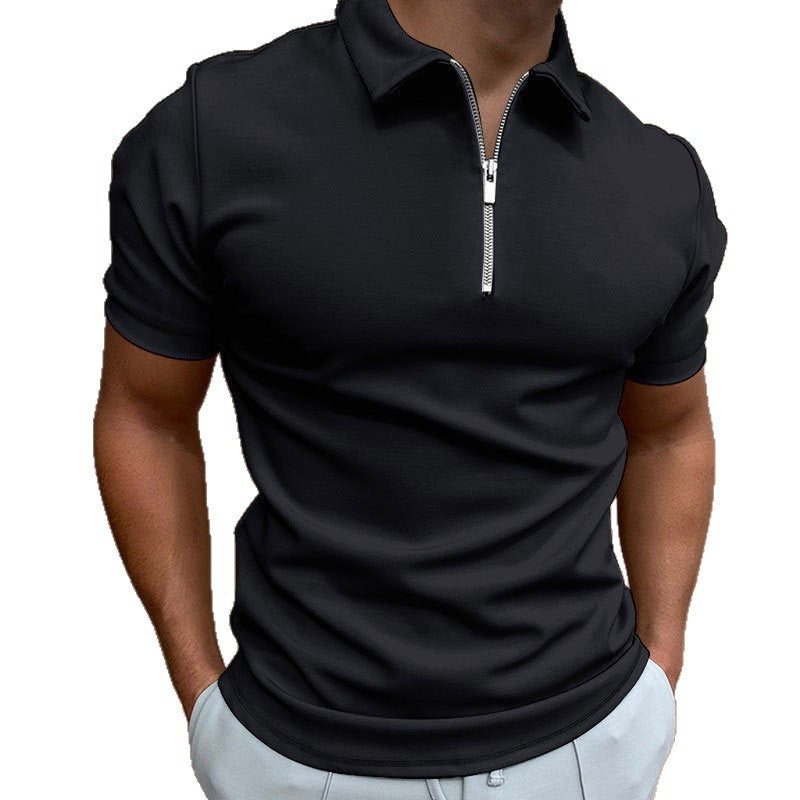 Men's polo shirt with modern zipper and stylish short sleeves Lisslune
