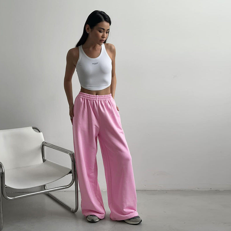 Women's comfortable leisure pants with elastic waistband and wide cut Lune London