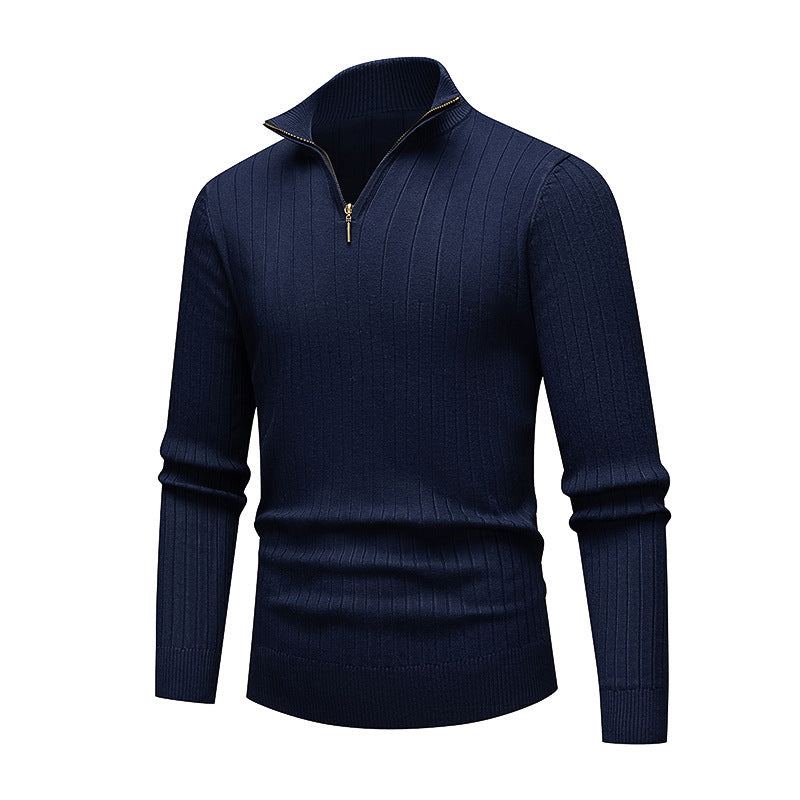 Men's high-quality knitted sweater with modern stand-up collar and zipper Lisslune