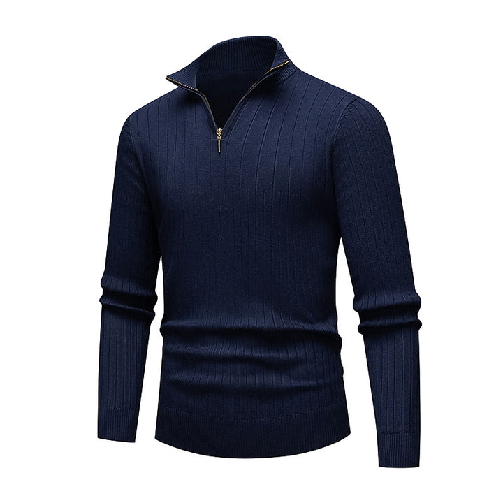 Men's high-quality knitted sweater with modern stand-up collar and zipper Lisslune
