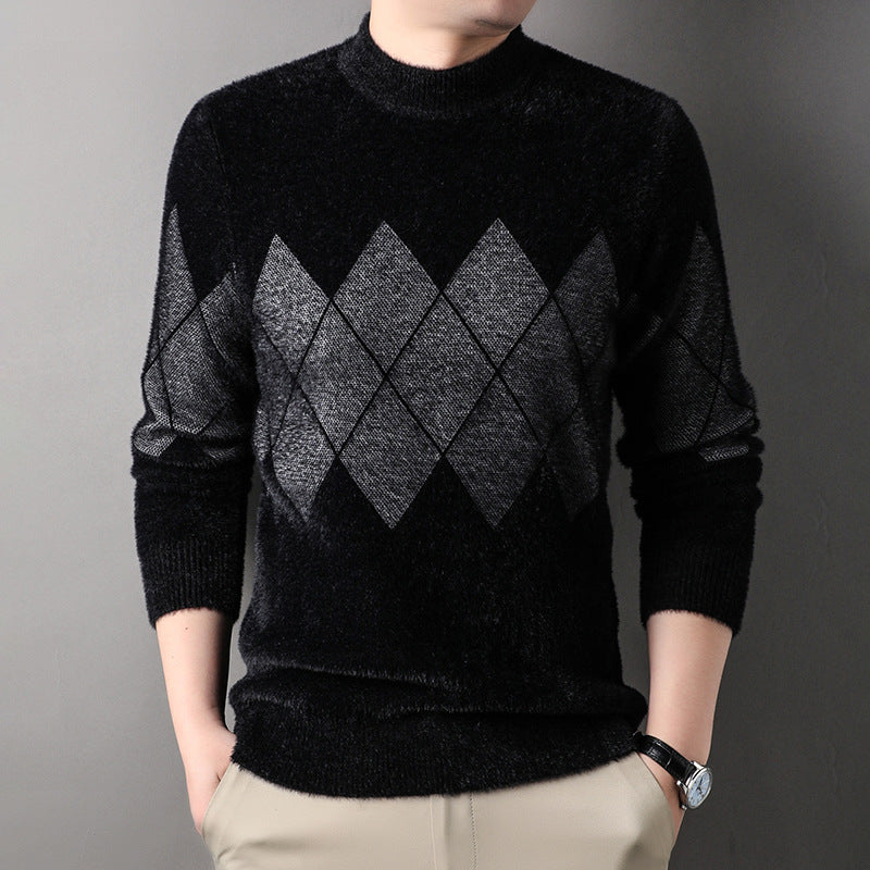 Men's stylish sweater with decorative diamond pattern Lisslune