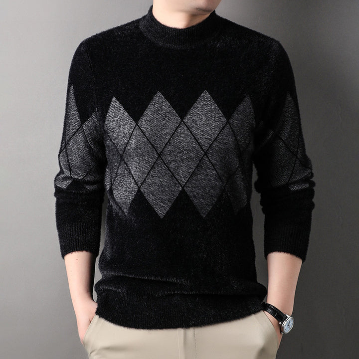 Men's stylish sweater with decorative diamond pattern Lisslune