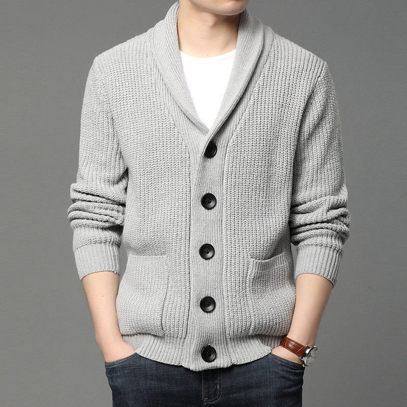 Men's cardigan with shawl collar and practical pockets Lisslune