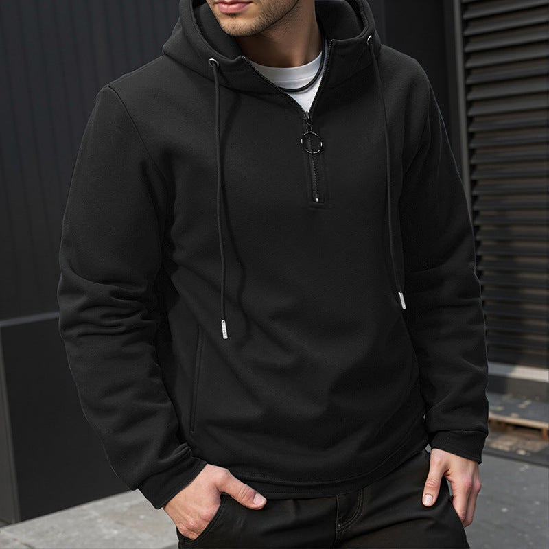 Men's Hooded Sweater with Functional Zipper Lisslune