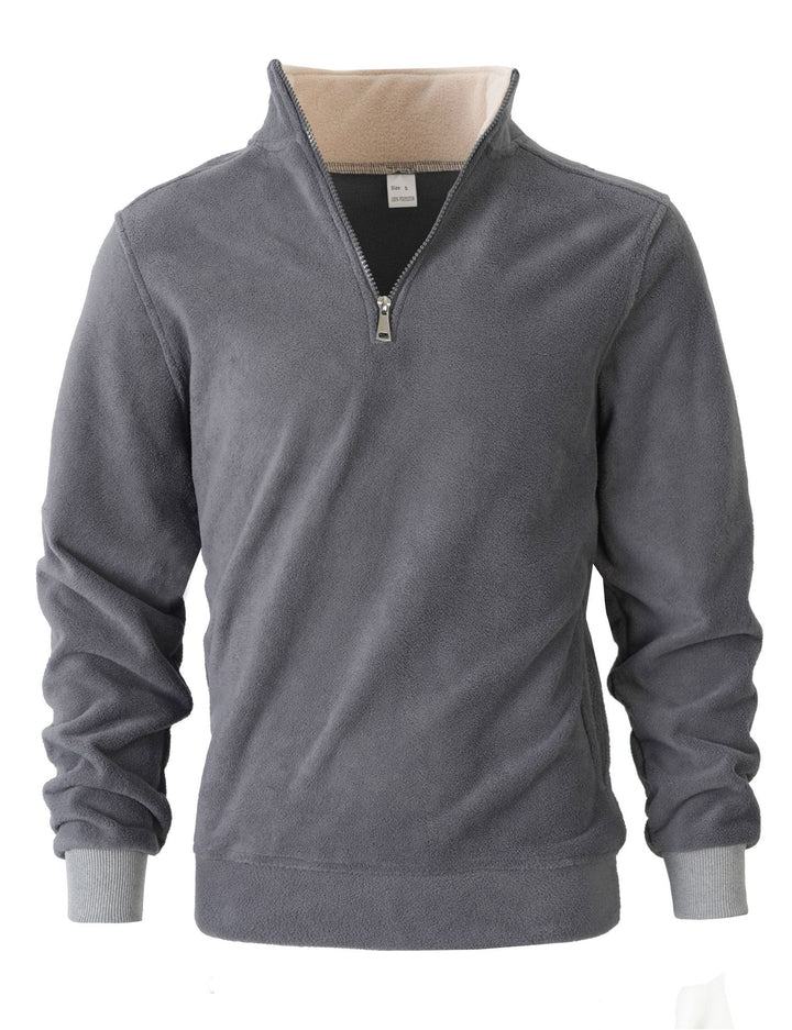 Men's fleece pullover with stand-up collar and zipper Lisslune