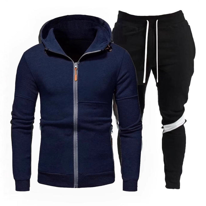 Men's sporty hooded jacket with practical zipper and jogger pants Lisslune