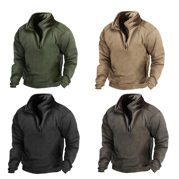 Men's fleece pullover with high collar and practical zipper Lisslune