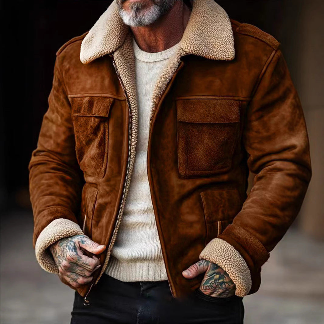 Men's stylish leather jacket with warm lining Lisslune