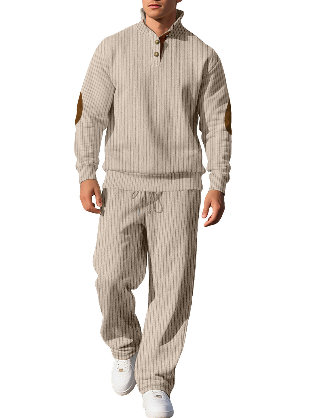 Men's sporty sweatshirt with innovative button placket design and fashionable accents Lisslune