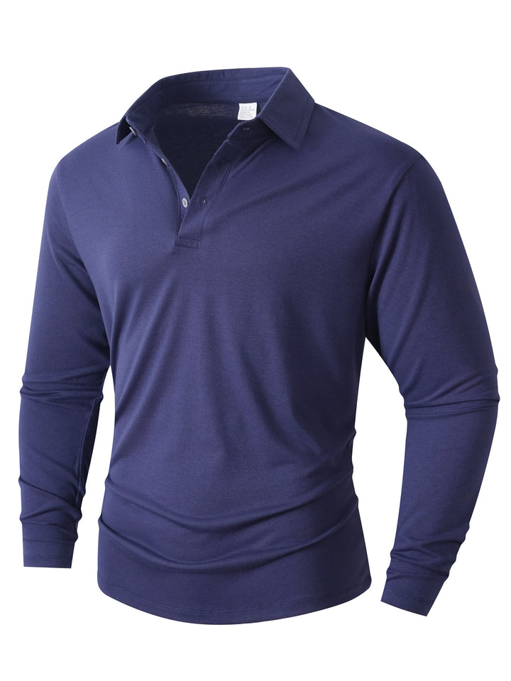 Men's Long Sleeve Polo Shirt with Modern Cut Lisslune