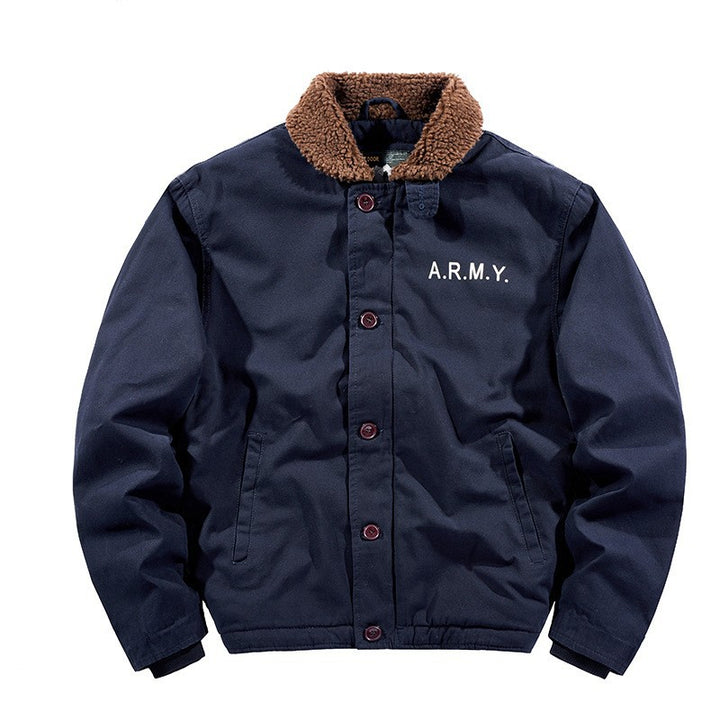 Men's Casual Bomber Jacket with Cozy Fleece Collar Lisslune