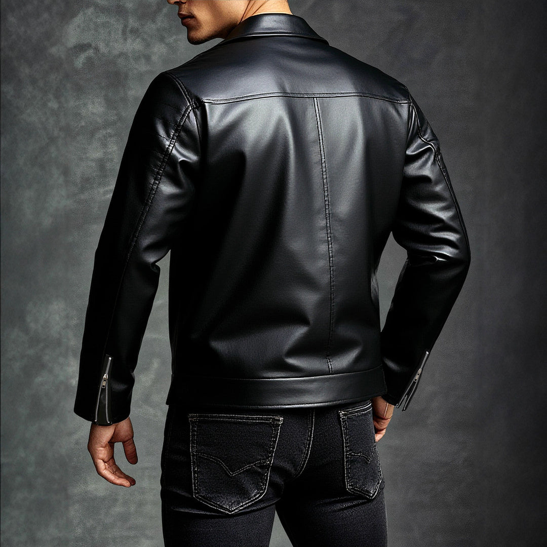 Men's stylish biker jacket made of high-quality synthetic leather Lisslune
