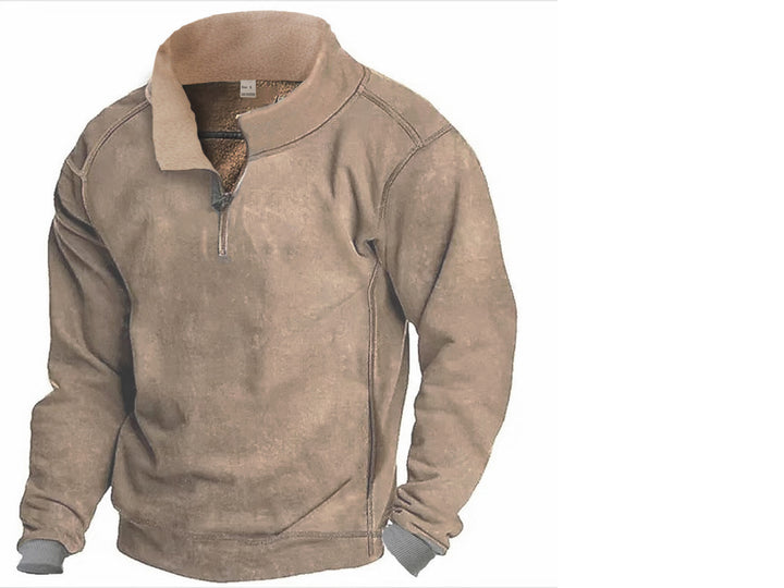 Men's fleece pullover with full zip and contrasting collar Lisslune