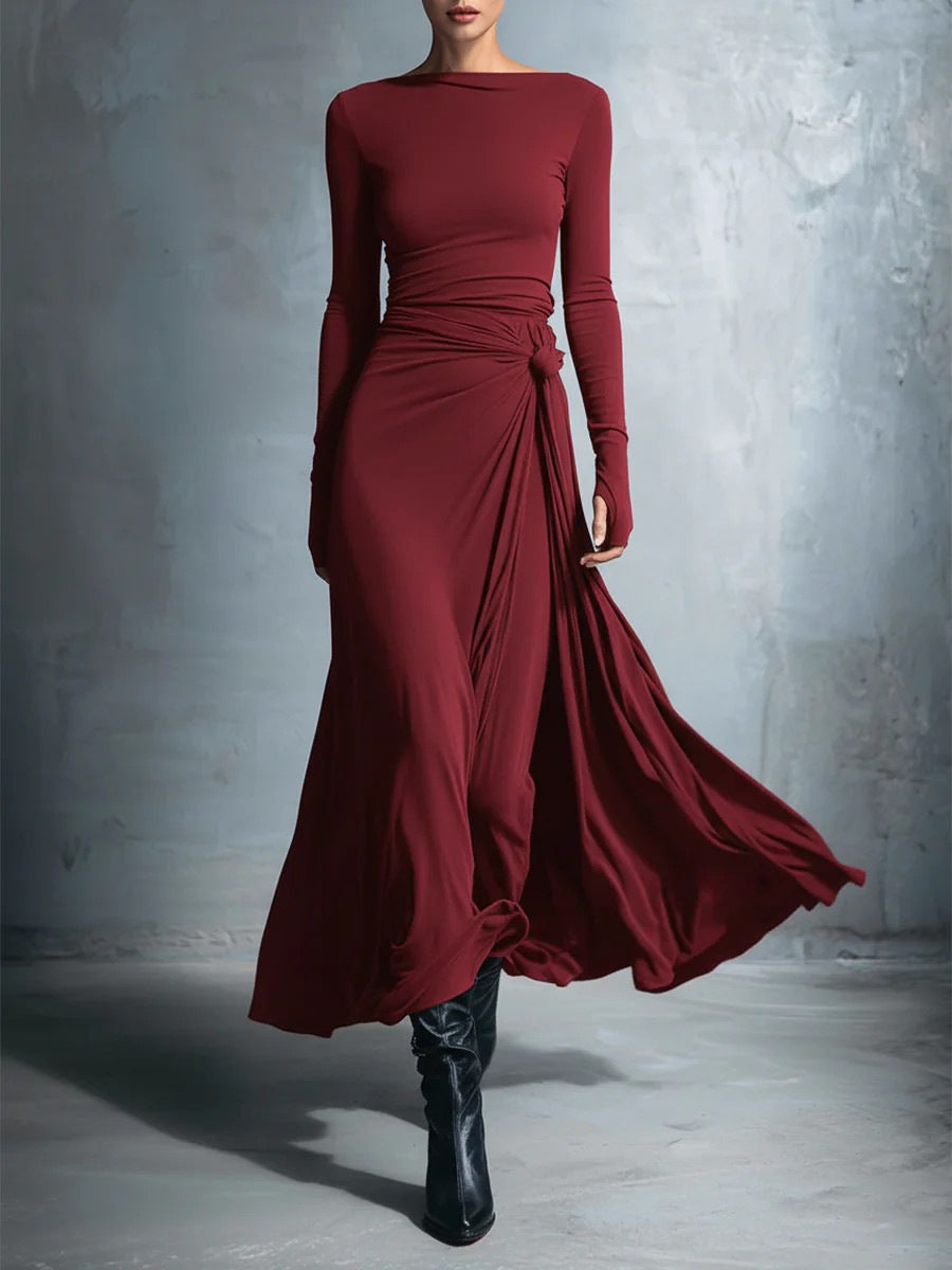 Women's elegant evening dress with long sleeves and wrap design Lisslune