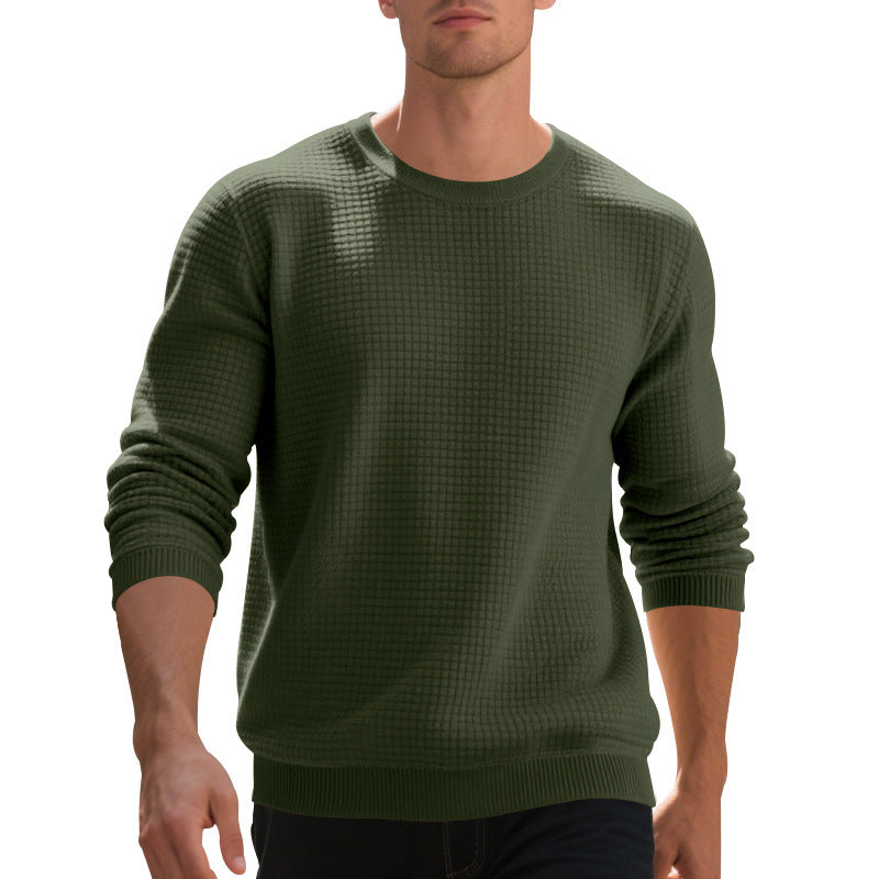 Men's fashionable textured sweater with round neck and comfortable fit Lisslune