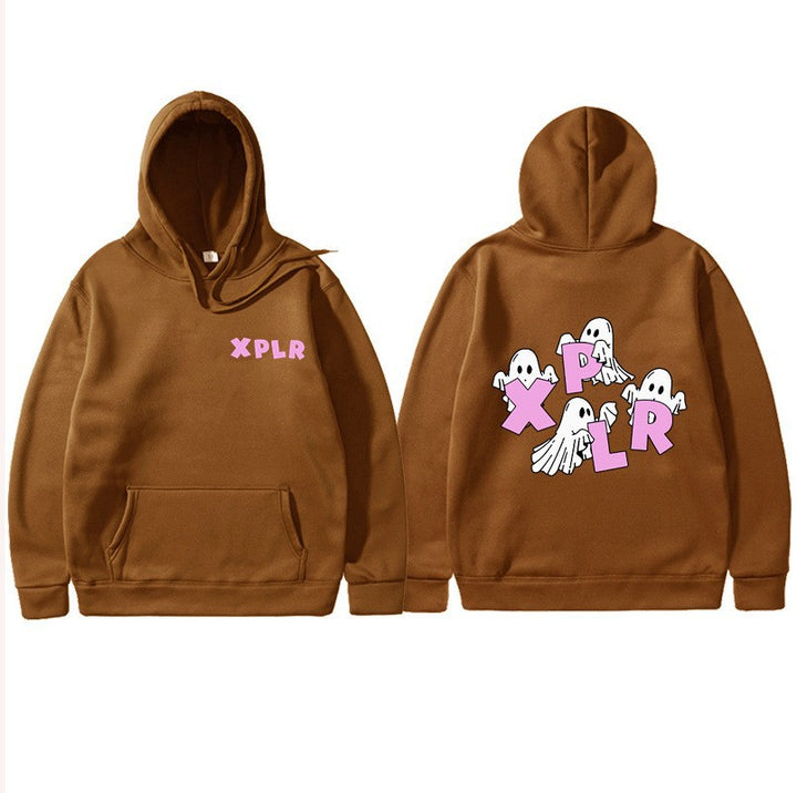 Women's hooded sweatshirt with creative ghost motif and kangaroo pocket Lisslune