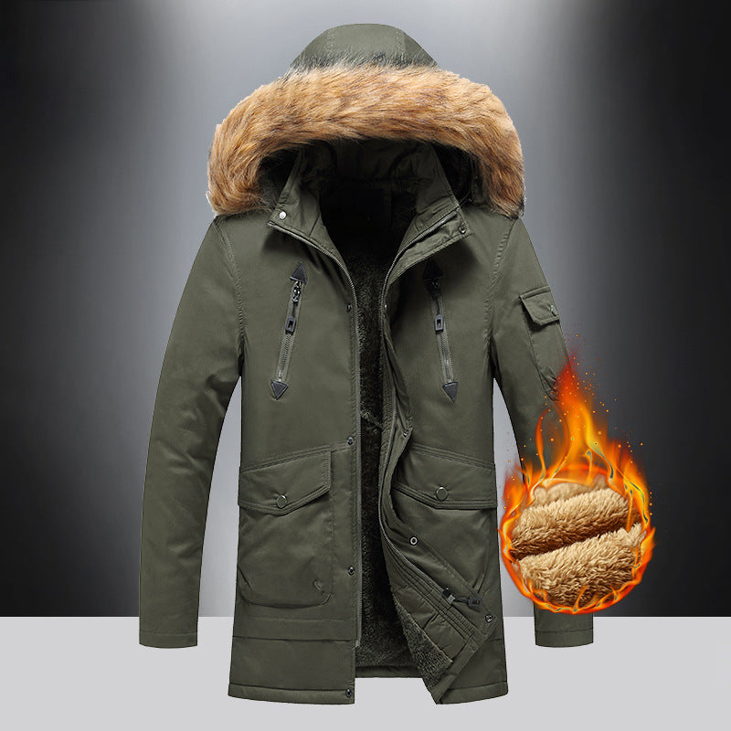 Men's Winter Parka with Warm Fleece Lining and Detachable Hood Lisslune