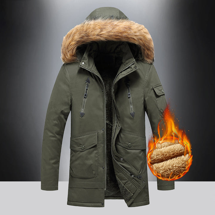 Men's Winter Parka with Warm Fleece Lining and Detachable Hood Lisslune