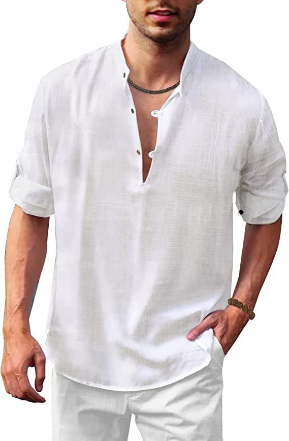 Men's linen shirt with modern button closure and casual fit Lisslune