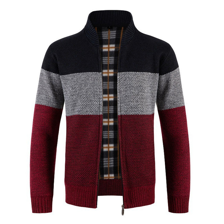Men's fashionable cardigan with contrasting stripes and quilted inner lining Lisslune