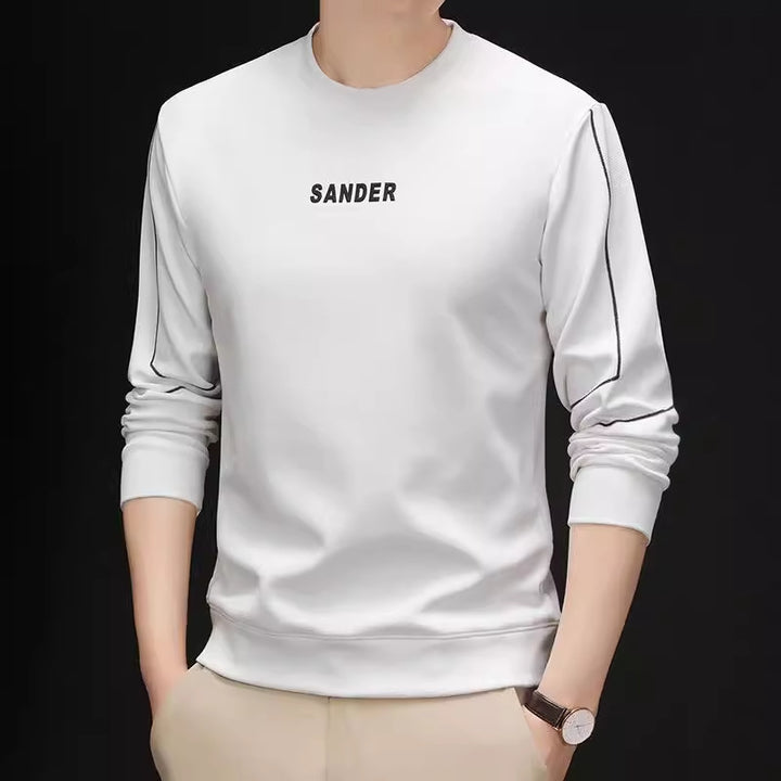 Men's sporty crew neck sweater with modern lettering Lisslune