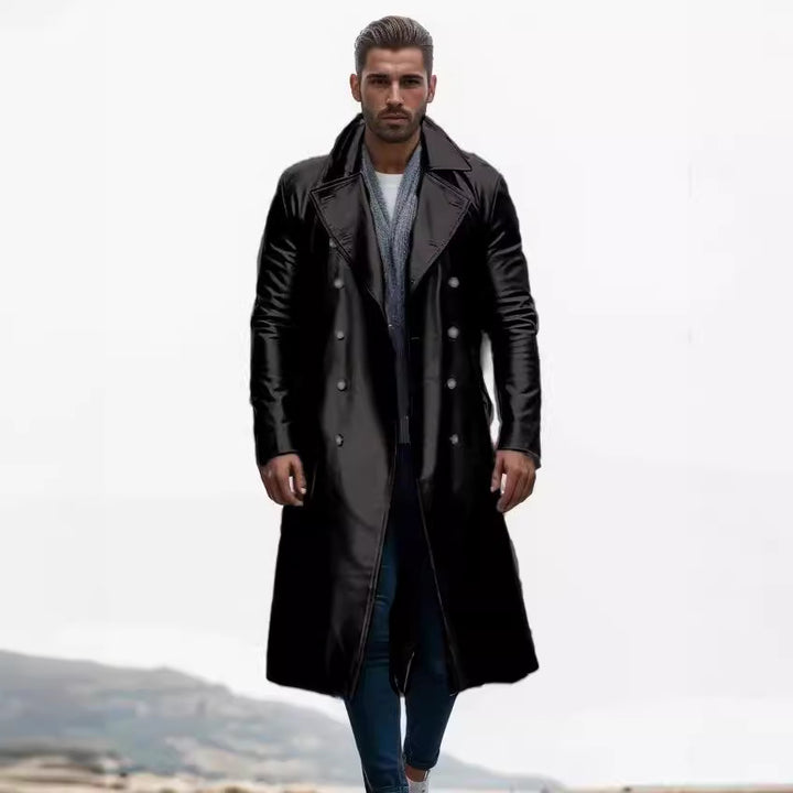 Men Elegant and Timeless Trench Coat with Double Button Placket Lisslune