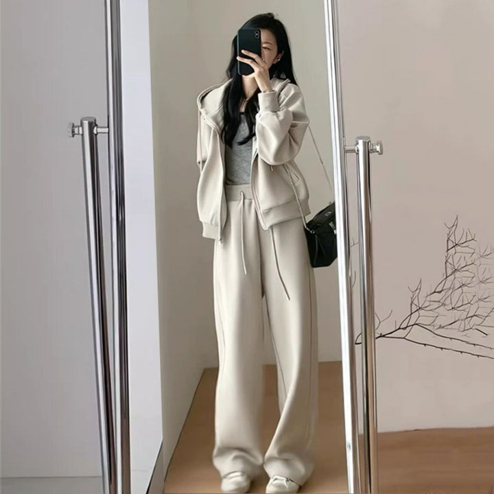 Women's Oversized Leisure Hoodie Set with Deep Cut and Casual Pants Lisslune