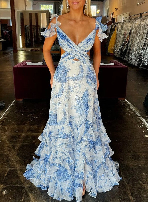 Women's Romantic Maxi Dress with Ruffle Details and Floral Design Lisslune