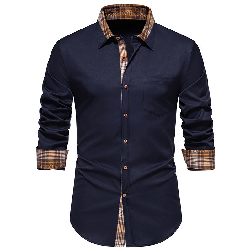 Men's Elegant Long Sleeve Shirt with Contrast Details Lisslune