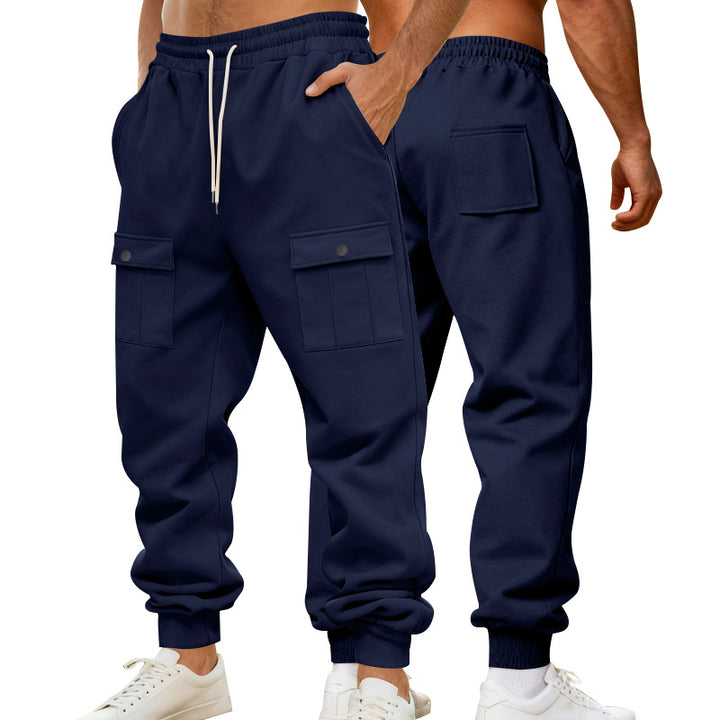 Men's cargo joggers with elastic waistband and functional pockets Lisslune