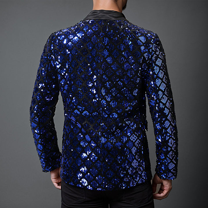 Men's elegant sequin blazer with satin lapels Lisslune