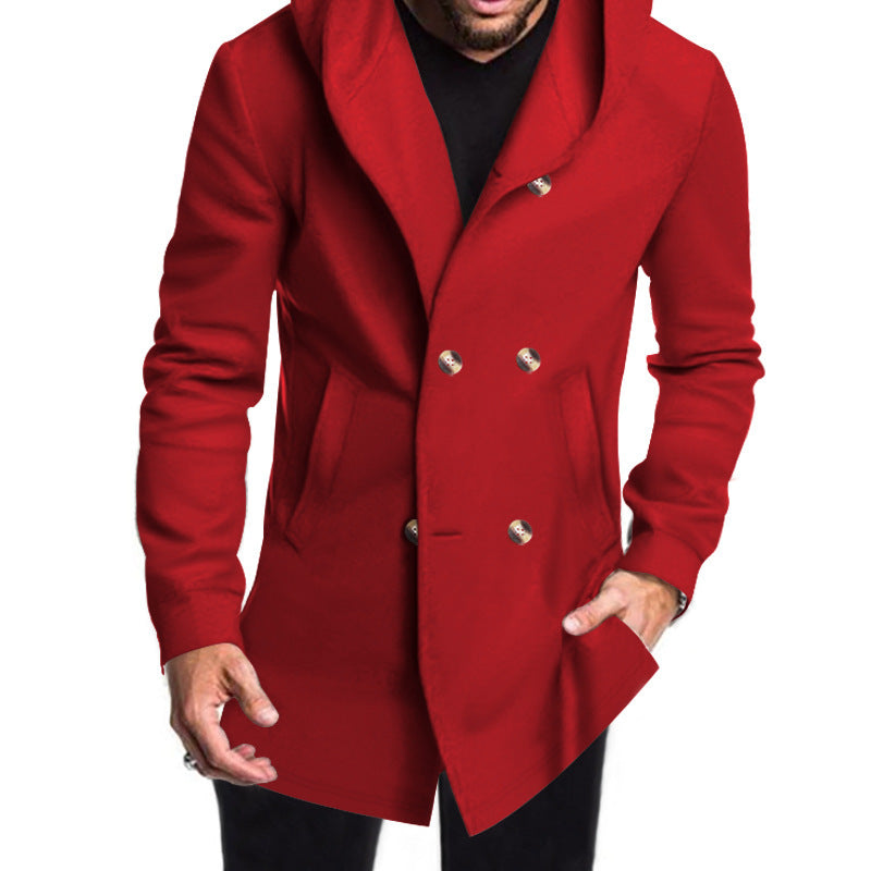 Men's Stylish Double-Breasted Jacket with Hood Lisslune