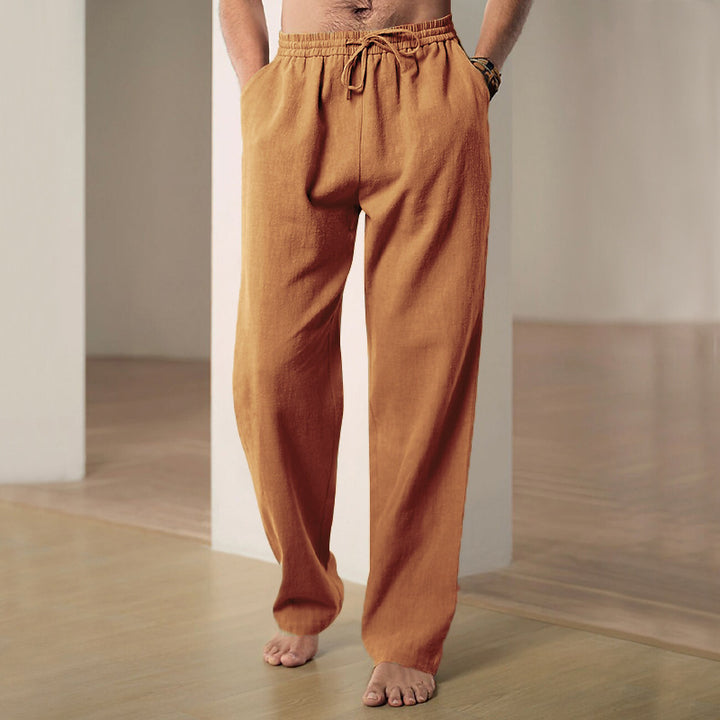 Mens Comfortable Summer Leisure Pants with Elastic Waistband Lisslune