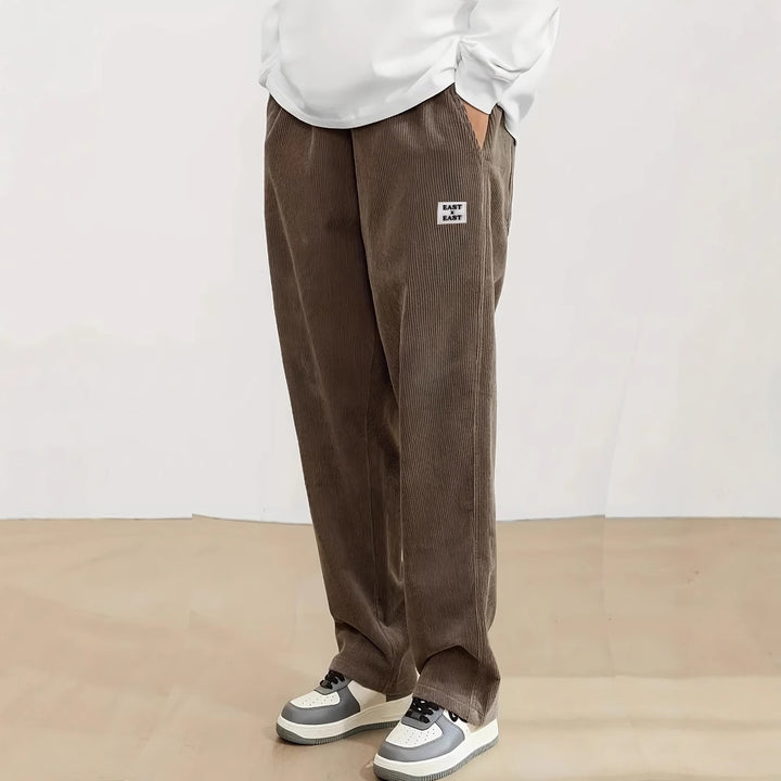 Women's wide corduroy trousers with elastic waistband and side pockets Lisslune