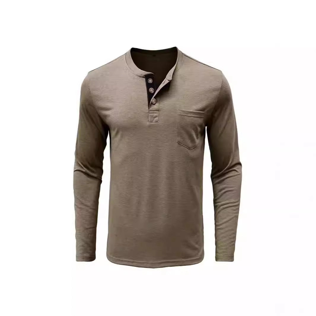 Men's fashionable long-sleeve shirt with button placket and chest pocket Lisslune