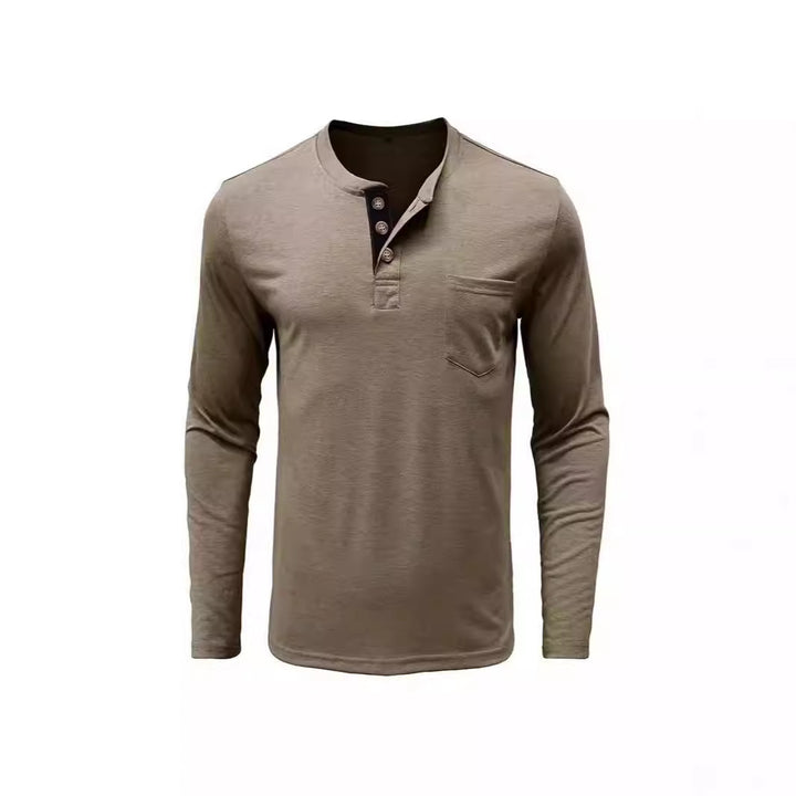 Men's fashionable long-sleeve shirt with button placket and chest pocket Lisslune