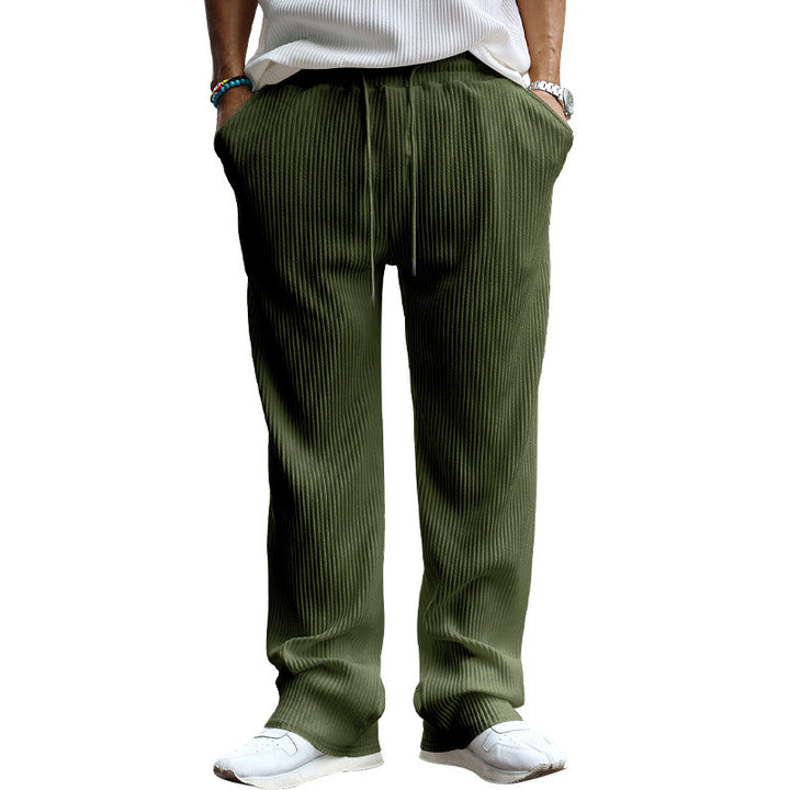 Men's casual pants in a relaxed striped look with an elastic waistband and side pockets Lisslune