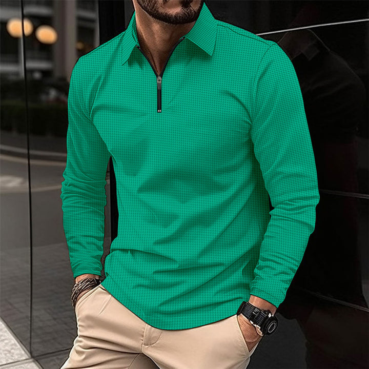 Men's elegant long-sleeve shirt with innovative zipper and textured outer material Lisslune