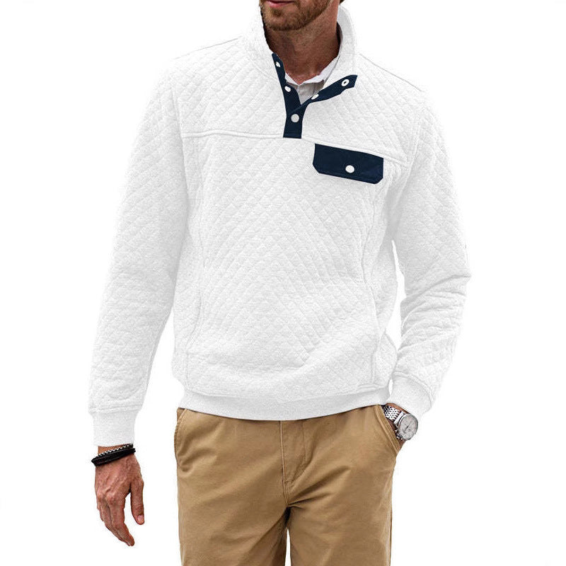 Men's sporty fleece pullover with practical zip and button placket Lisslune